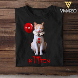 Personalized Halloween Kitten Upload Photo Tshirt Printed QTDT1308