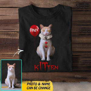 Personalized Halloween Kitten Upload Photo Tshirt Printed QTDT1308