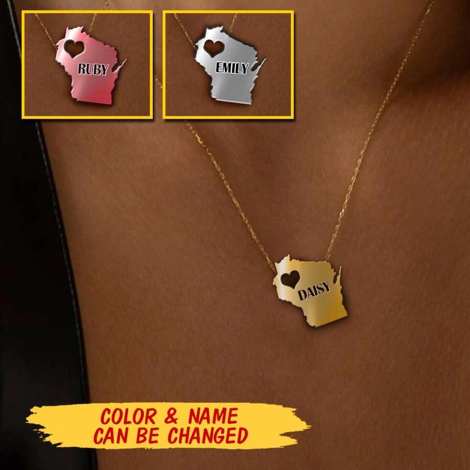 Personalized Wisconsin Girl Necklace Printed QTMA1309