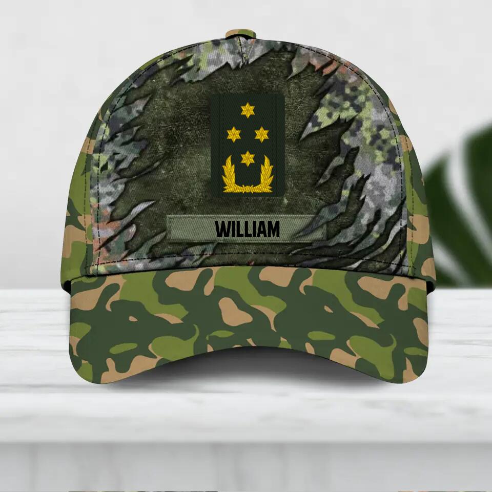 Personalized Netherlands Veteran/ Solider Camo Peaked Cap 3D Printed QTDT1409