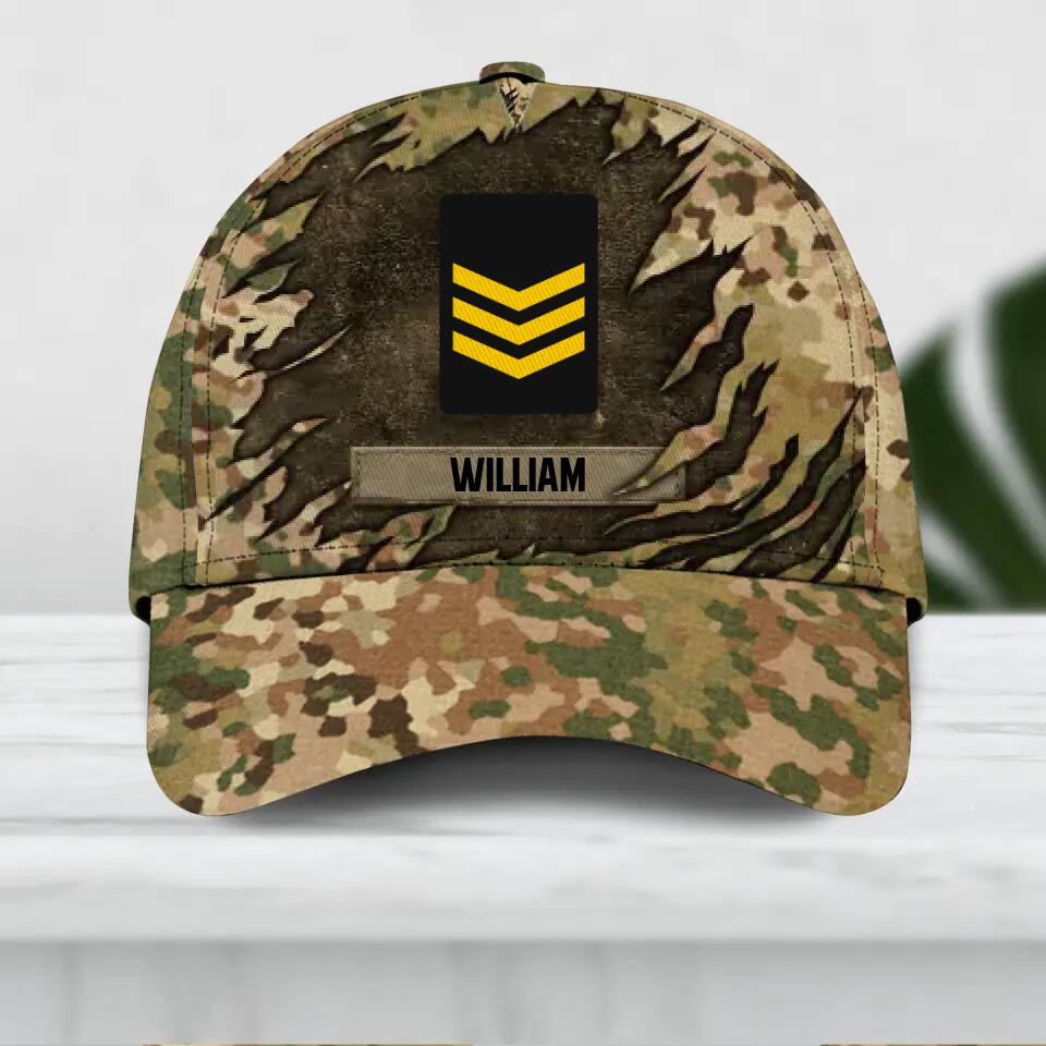 Personalized Netherlands Veteran/ Solider Camo Peaked Cap 3D Printed QTDT1409