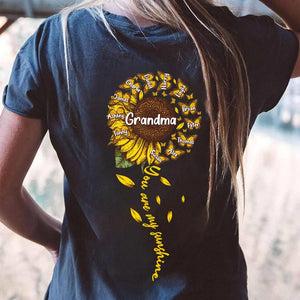 Personalized You're My Sunshine Sunflower Grandma Kid Name Tshirt Printed QTVQ1509