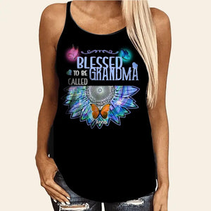 Personalized Blessed To Be Called Grandma Kid Butterfly Criss Cross Tank Printed 22SEP-DT15