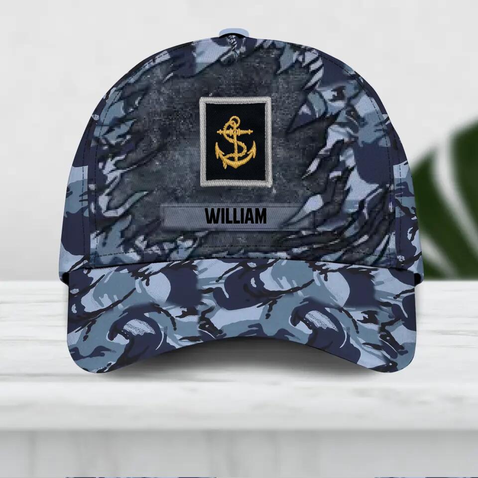 Personalized UK Veteran/ Solider Camo Rank Peaked Cap 3D Printed QTDT2409