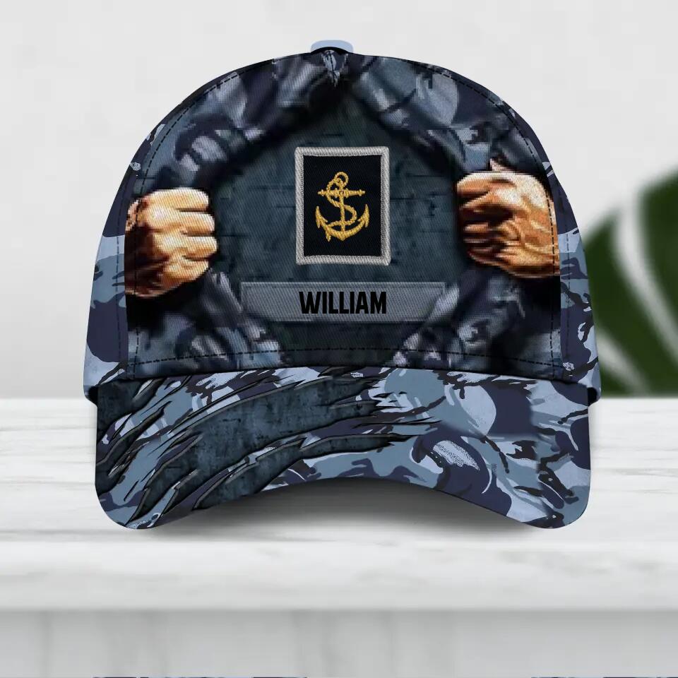 Personalized UK Veteran/ Solider Camo Rank Hand Peaked Cap 3D Printed QTDT2409