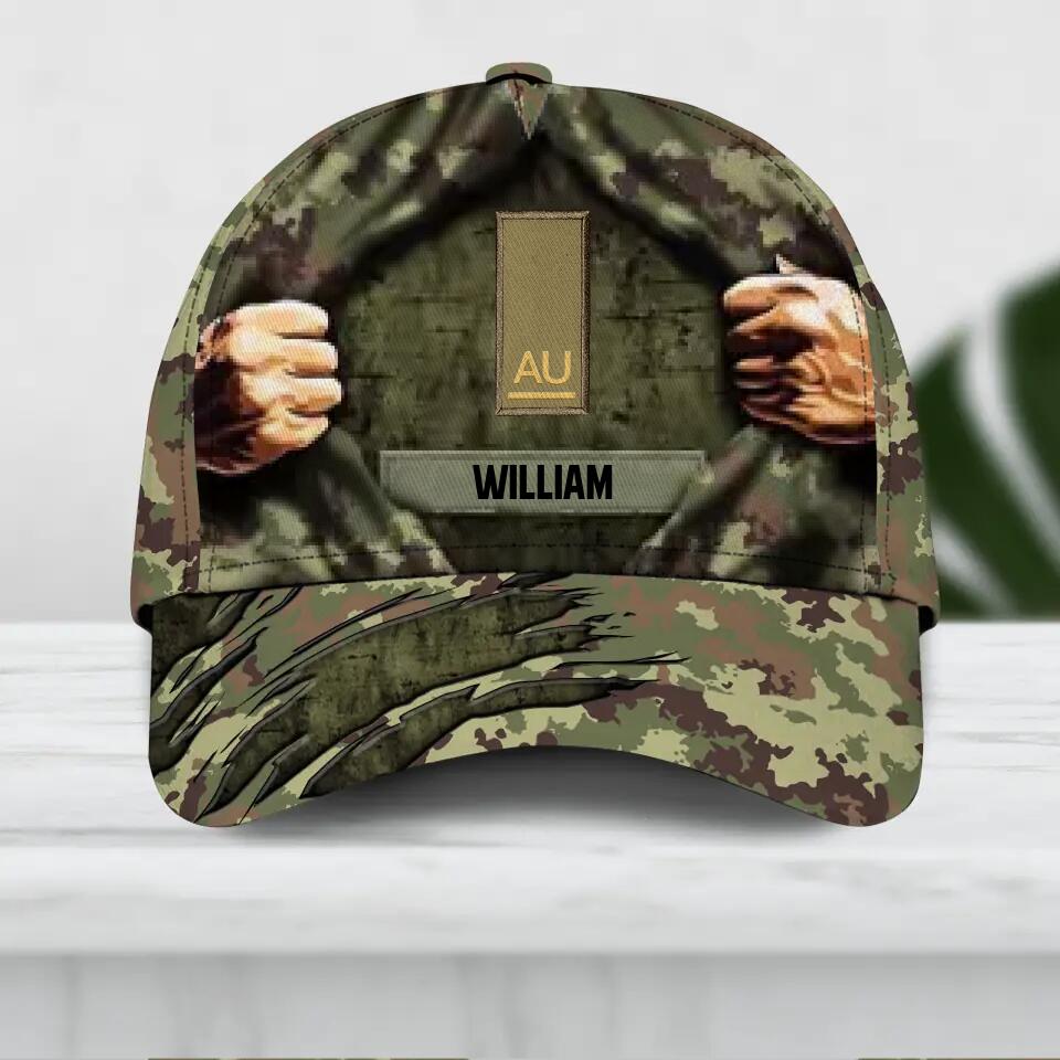 Personalized Italian Veteran/ Solider Camo Rank Hand Peaked Cap 3D Printed QTDT2409