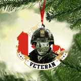 Personalized Canadian Veteran/Solider Flag With Rank Wood  Ornament Printed QTDT2409