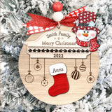 Personalized Family Name And Kid Christmas Wood Ornament Printed 22SEP-DT27