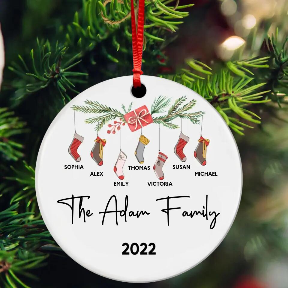 Personalized Family With Name Christmas Wood Ornament Printed QTVQ2709