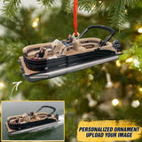 Personalized Your Image Pontoon Boat Christmas Wood Ornament Printed QTDT0310