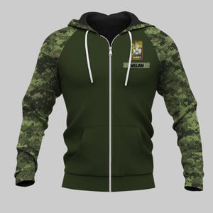 Personalized Canadian Solider/ Veteran With Rank Name or Flag Zip Hoodie 3D Printed QTDT1110