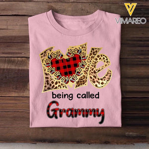 Personalized Love Being Called Grandma Kid Name Caro Background Tshirt Printed QTHQ1810