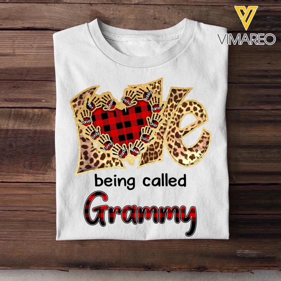 Personalized Love Being Called Grandma Kid Name Caro Background Tshirt Printed QTHQ1810