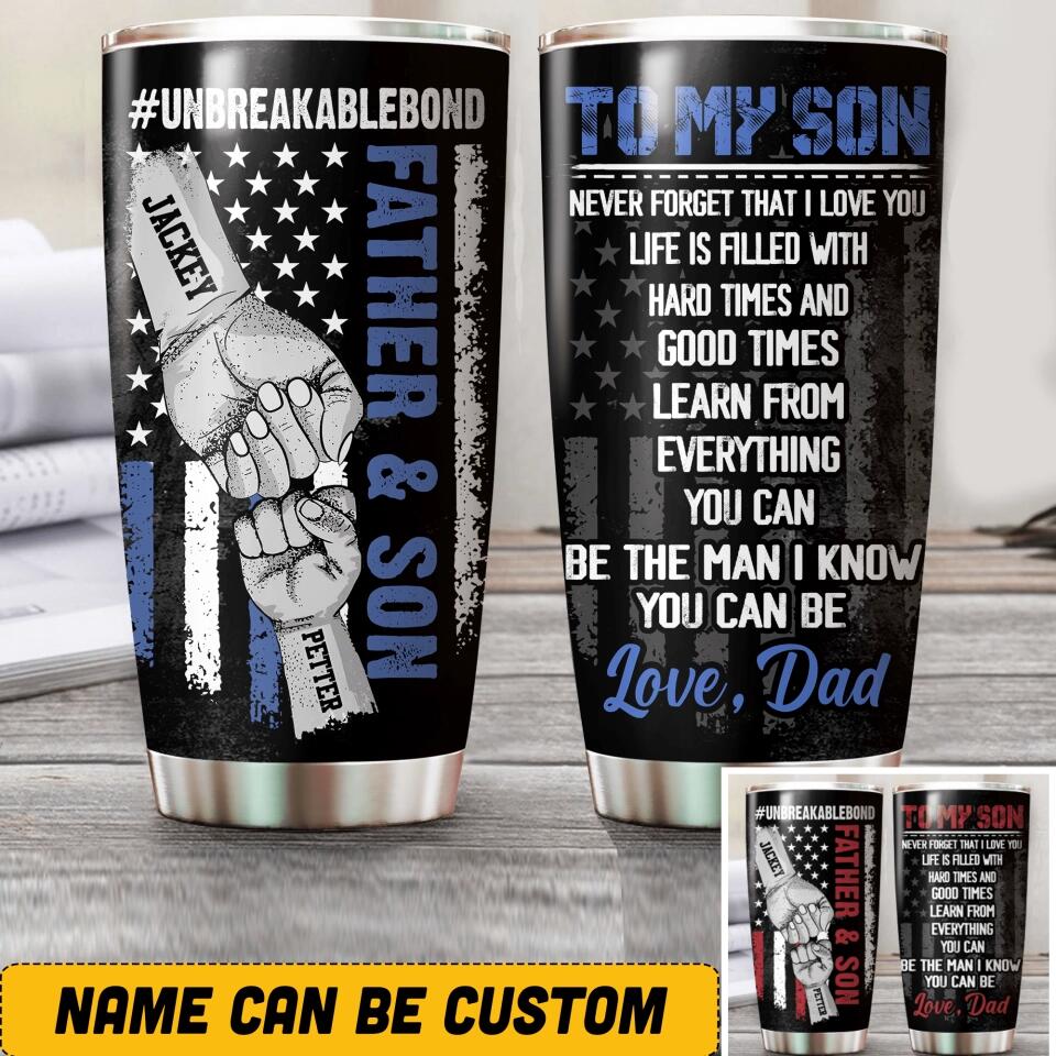 Personalized Father & Son American Flag Tumbler Printed 22OCT-HQ19