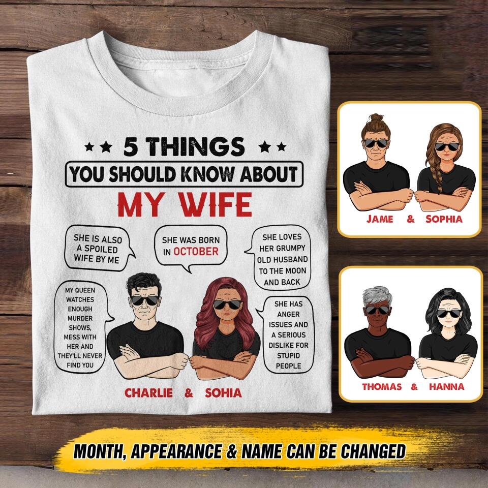 Personalized 5 Things You Should Know About My October Wife Couple Tshirt Printed 22OCT-HY20