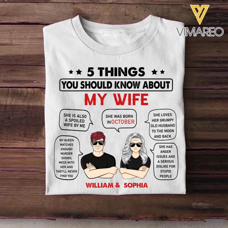 Personalized 5 Things You Should Know About My October Wife Couple Tshirt Printed 22OCT-HY20