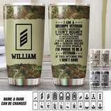 Personalized I Am A German Grumpy Veteran Nam Rank With Camo Tumbler Printed 22OCT-HQ21