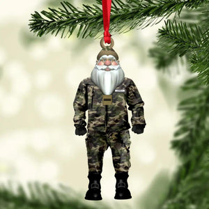 Personalized French Solider/ Veteran Camo Santa Claus Christmas Wood Ornament Printed  TQHQ2410