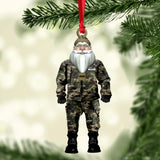 Personalized French Solider/ Veteran Camo Santa Claus Christmas Wood Ornament Printed  TQHQ2410