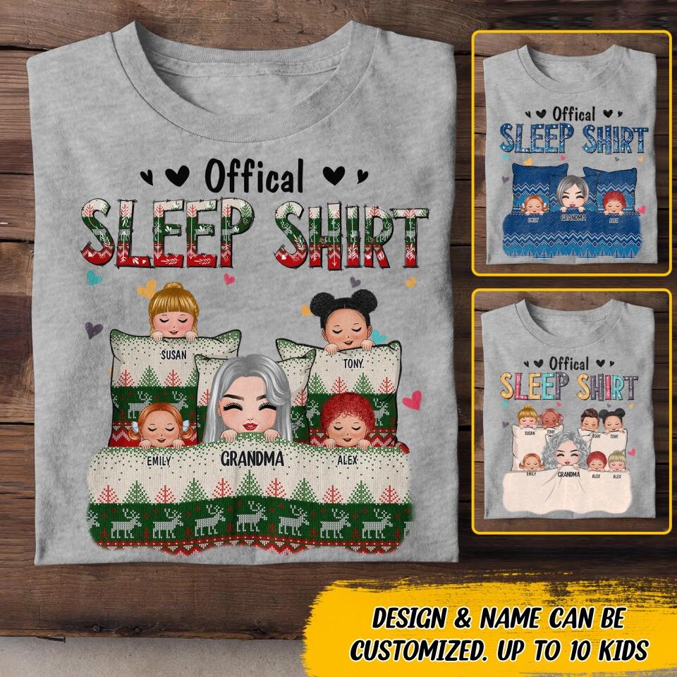 Personalized Offical Sleep Shirt Grandma With Kid Christmas Tshirt Printed 22OCT-DT27