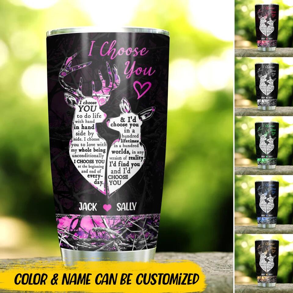 Personalized I Choose You Deer Couple Camo Tumbler Printed QTDT3110