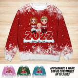 Personalized 2022 Christmas Family Kid 3D Printed Sweater QTDT0211