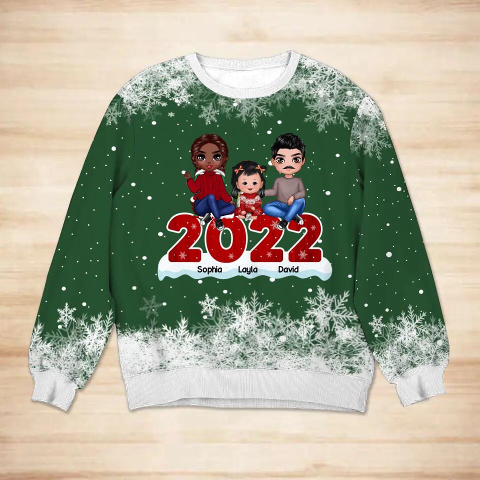 Personalized 2022 Christmas Family Kid 3D Printed Sweater QTDT0211