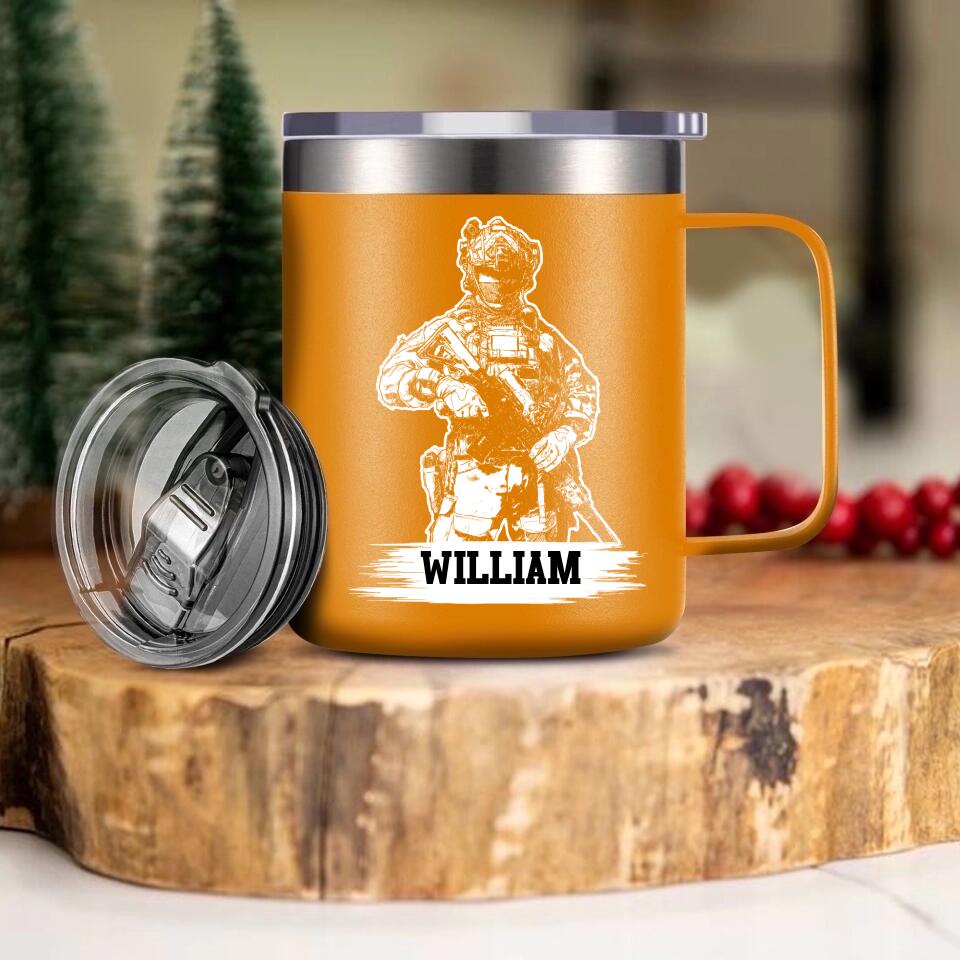 Personalized Canadian Veteran/Soldier Laser Handle Cup Printed 22NOV-HQ07