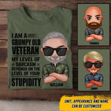 Personalized I'm A Canadian Grumpy Old Veteran My Level Of Sarcasm Depends On Your Level Of Stupid Tshirt Printed NOV22-DT08