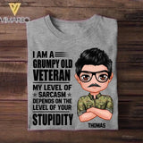 Personalized I'm An Australian Grumpy Old Veteran My Level Of Sarcasm Depends On Your Level Of Stupid Tshirt Printed NOV22-DT08