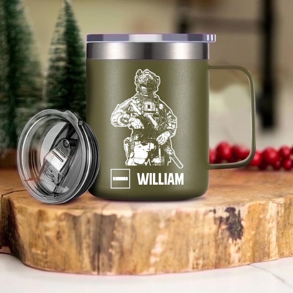 Personalized I Am A French Veteran I'm Proud To Be A Veteran Laser Handle Cup Printed 22NOV-HY08