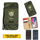 Personalized Canadian Solider/ Veteran Rank Camo Phone Leather Wallet 22NOV-HY09