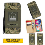 Personalized French Solider/ Veteran Rank Camo Phone Leather Wallet 22NOV-HY11