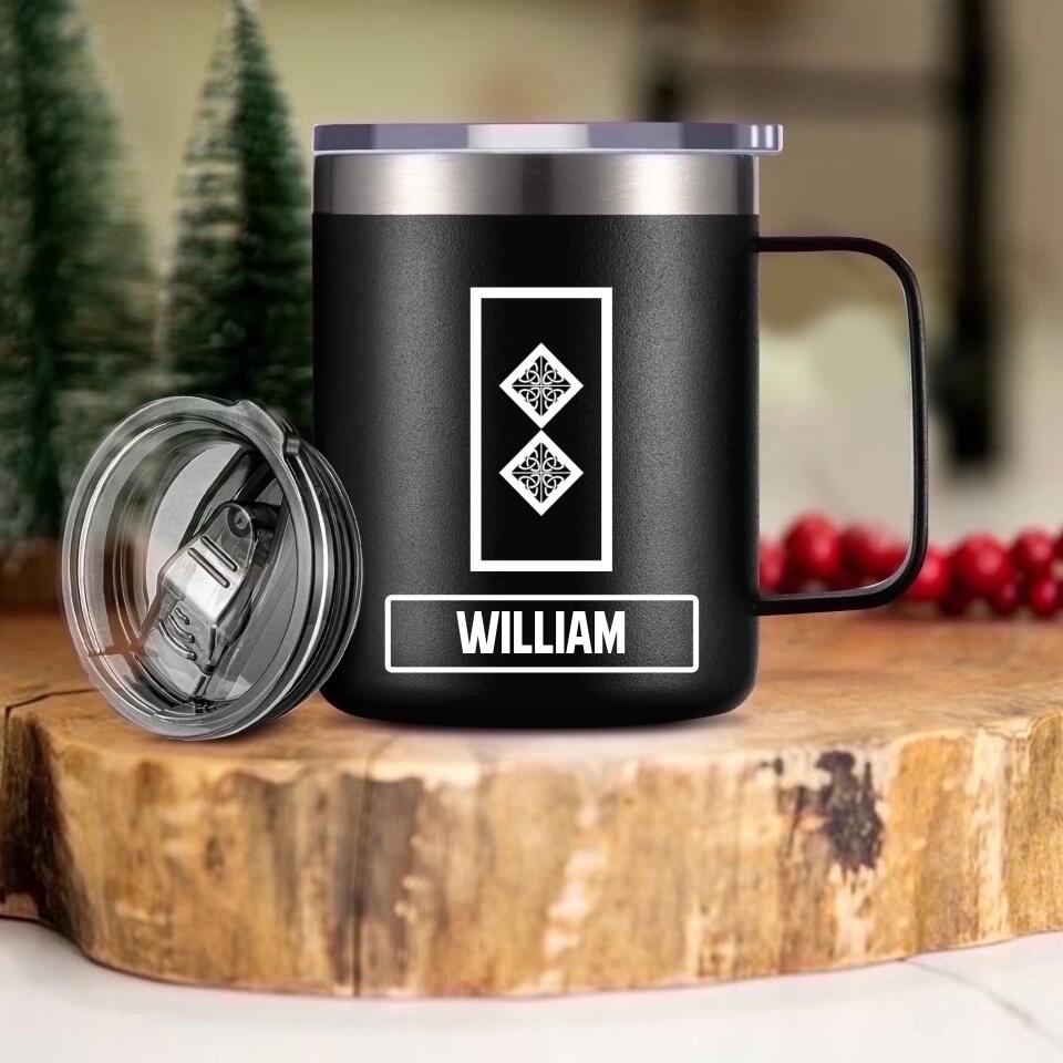Personalized Irish Veteran/Soldier Rank Laser Handle Cup Printed 22NOV-DT11