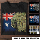 Personalized Australian Solider/ Veteran Rank Uniform Flag Tshirt Printed 22NOV-HQ14