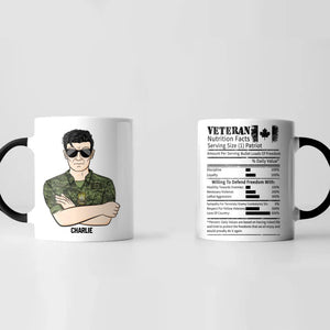 Personalized Canadian Veteran Nutrition Facts Printed Accent Mug 22NOV-DT17