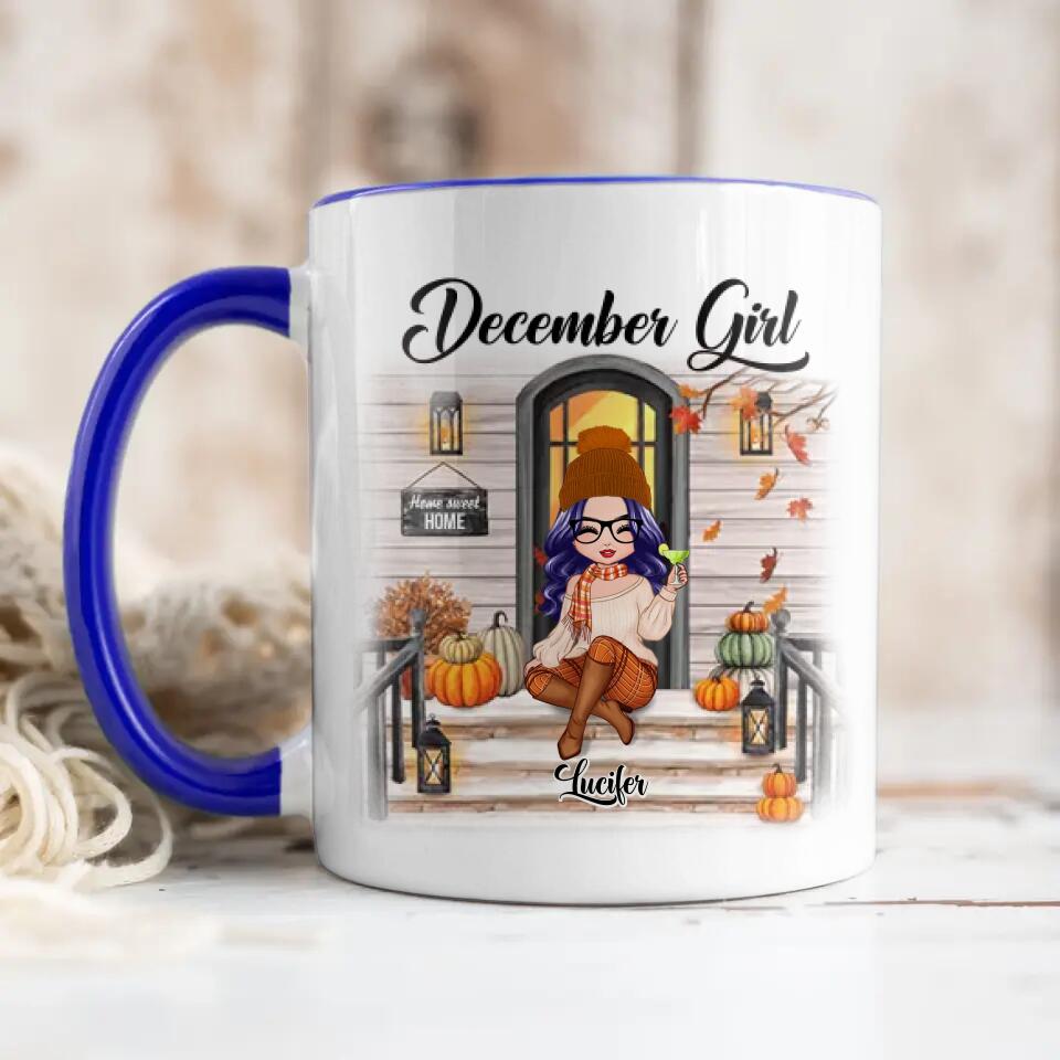 Personalized I'm December Girl Autumn Printed Accent Mug 22NOV-DT18
