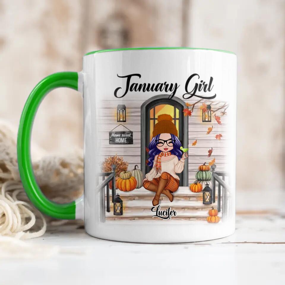 Personalized I'm January Girl Autumn Printed Accent Mug 22NOV-DT18