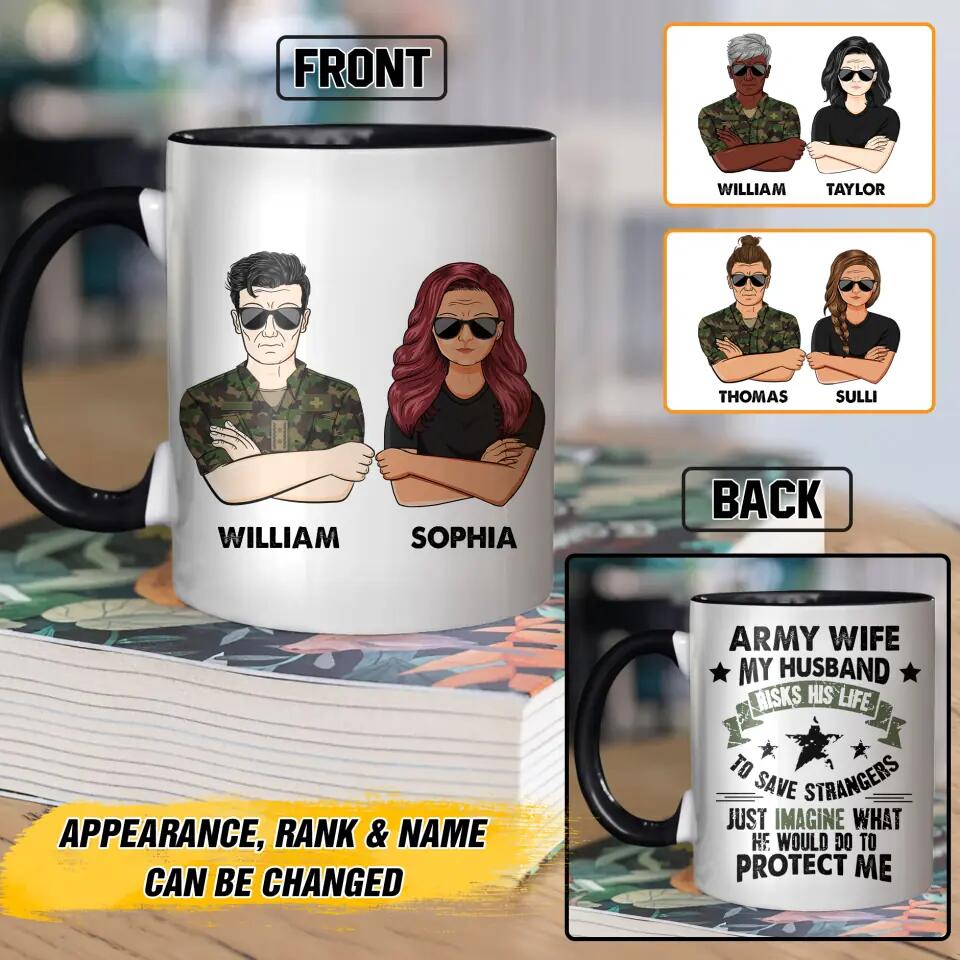 Personalized Swiss  Army Wife My Husband Risks his Life Rank Camo Ceramics Mug 22NOV-HY18