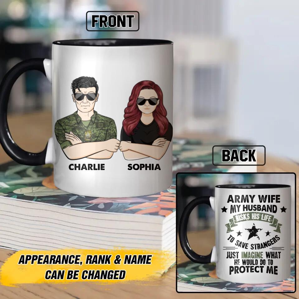 Personalized Canadian Army Wife My Husband Risks his Life Rank Camo Ceramics Mug 22NOV-HY18