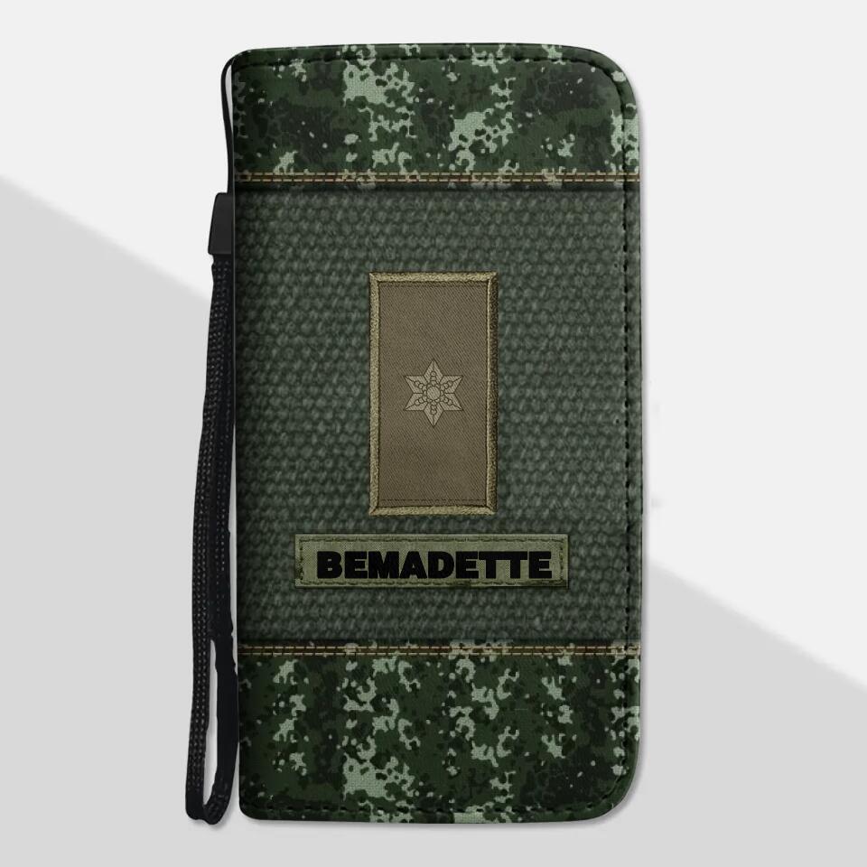 Personalized Denmark Solider/ Veteran Rank Camo Phone Leather Wallet 22NOV-HQ18