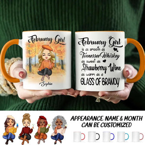 Personalized February Girl Is As Smooth As Tennessee Whiskey Autumn Printed Accent Mug 22NOV-DT21