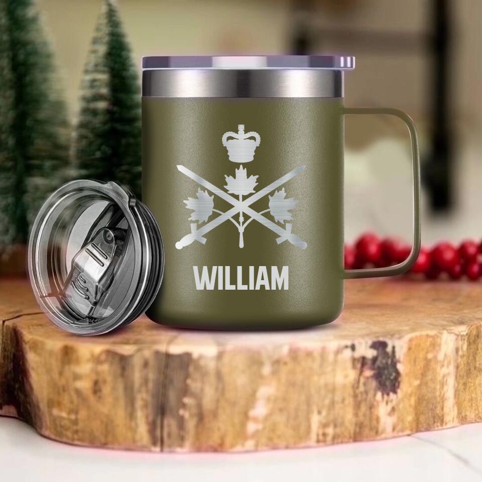 Personalized Canadian Solider/ Veteran With Your Unit Logo Laser Handle Cup Printed 22NOV-HY21