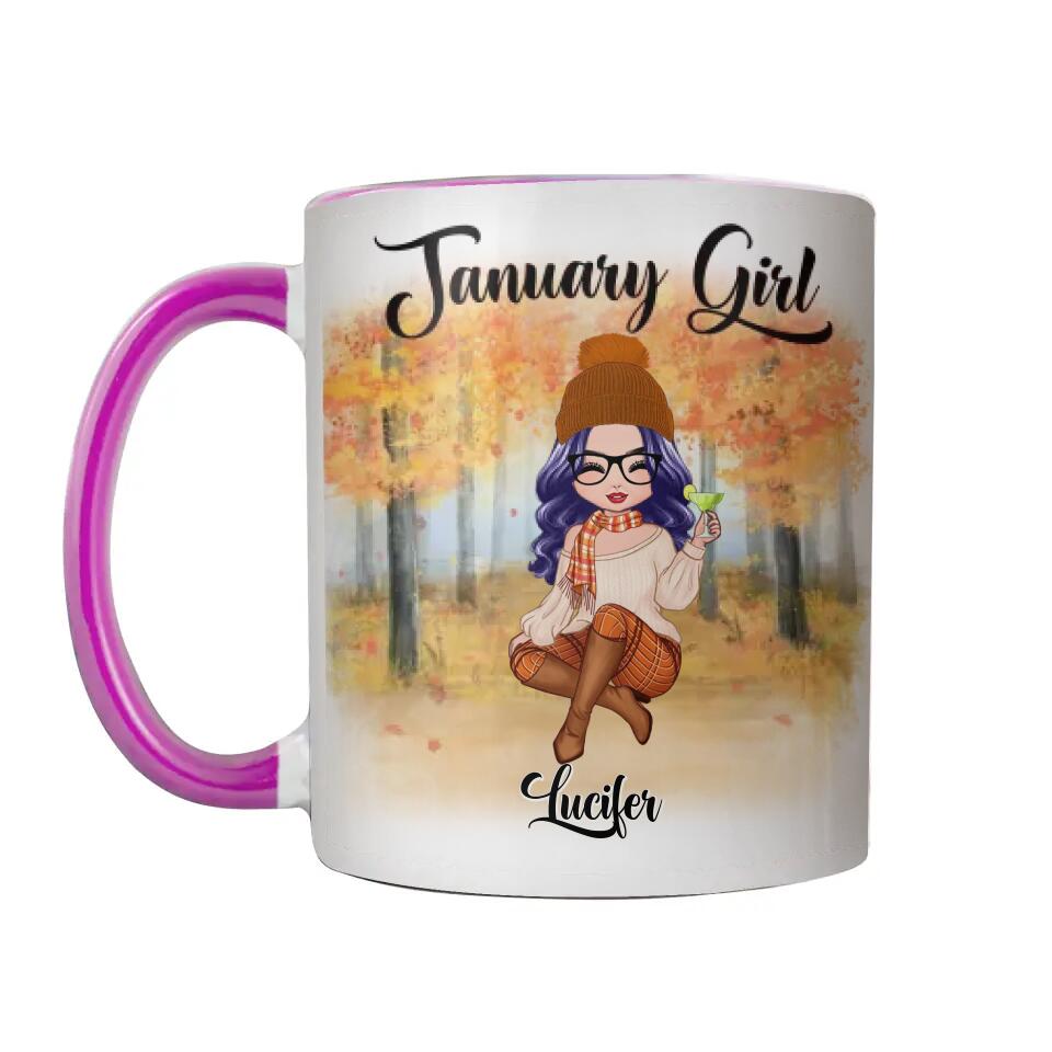 Personalized January Girl Is As Smooth As Tennessee Whiskey Autumn Printed Accent Mug 22NOV-DT21