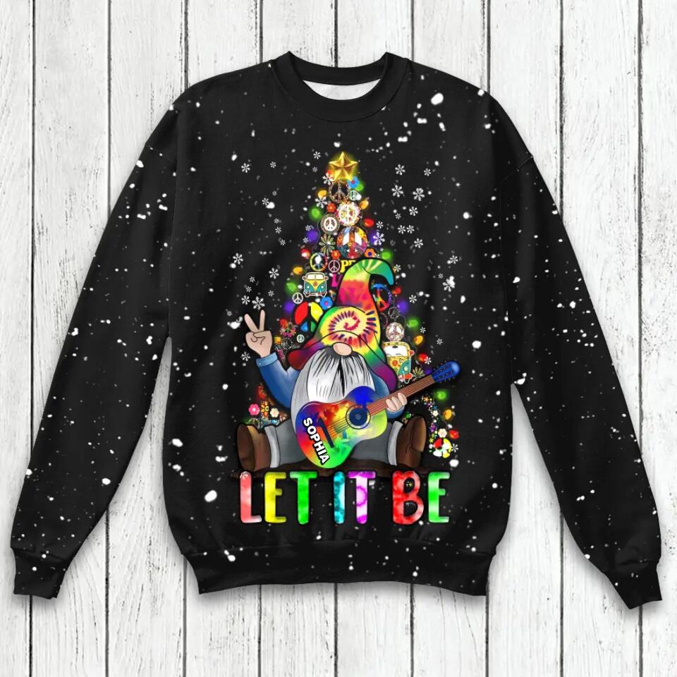 Personalized Let It Be Hippie Christmas Sweater Printed QTHQ2211