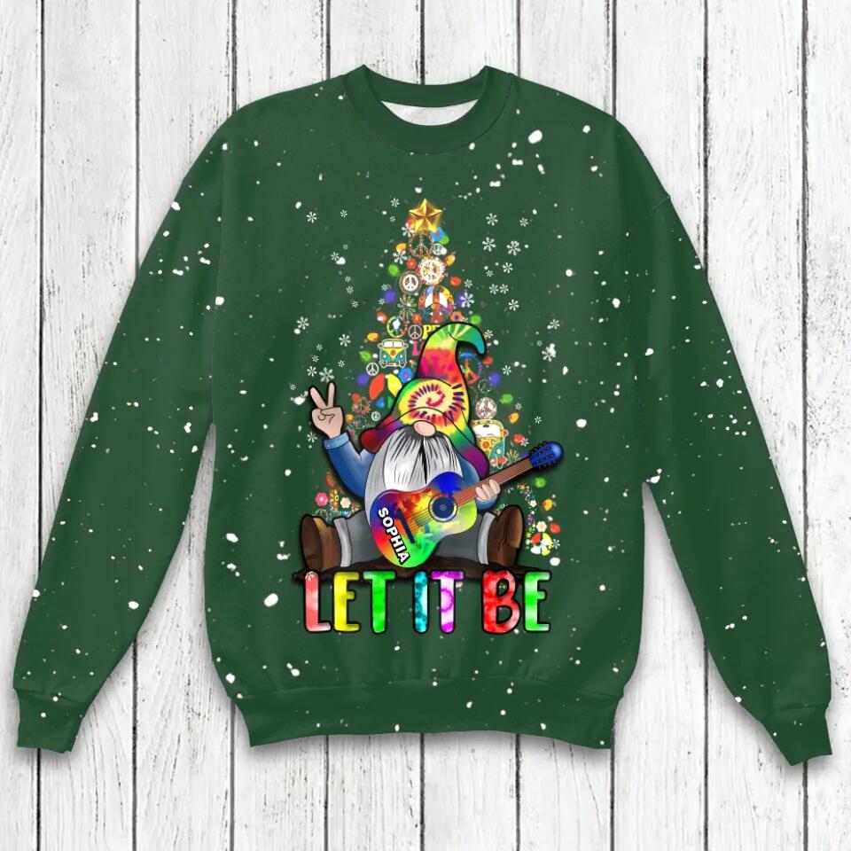 Personalized Let It Be Hippie Christmas Sweater Printed QTHQ2211
