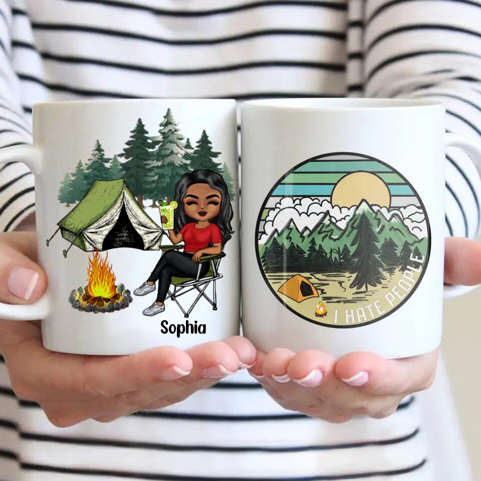 Personalized Camping Girl Printed Mug QTDT2411