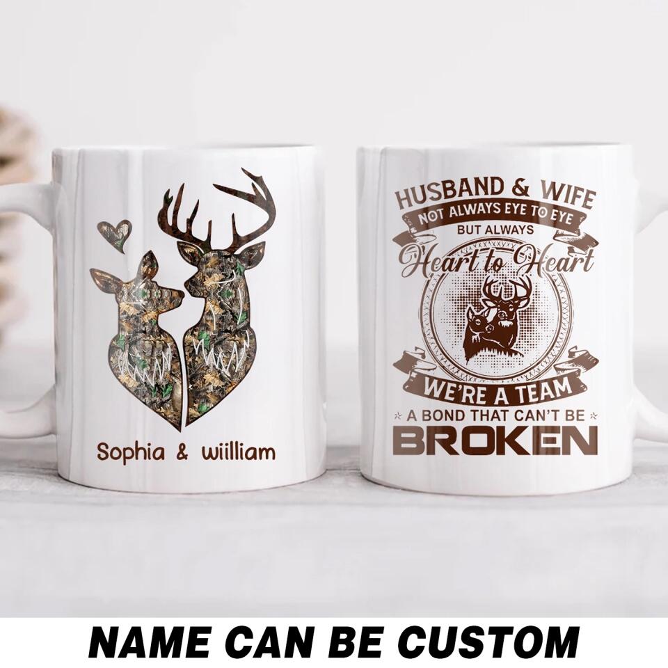 Personalized Husband & Wife deer camo Mug Printed QTHQ2411