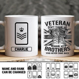 Personalized Veteran Don't Thank Me Thank My Brothers Who Never Came Back UK Solider/ Veteran Rank Mug Printed 22NOV-HY25