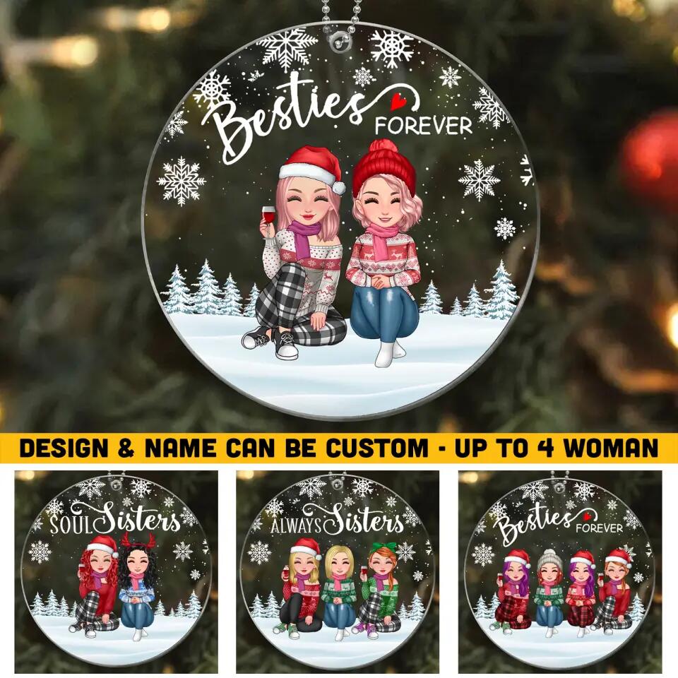 Personalized Besties Forever Soul Sisters Christmas Acrylic/Plastic Ornament Printed 22NOV-HQ26